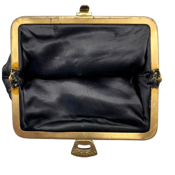 Lewis Black Fabric Clutch Purse Metal Frame Kiss Lock Closure Womens USA‎ Made - Picture 10 of 10